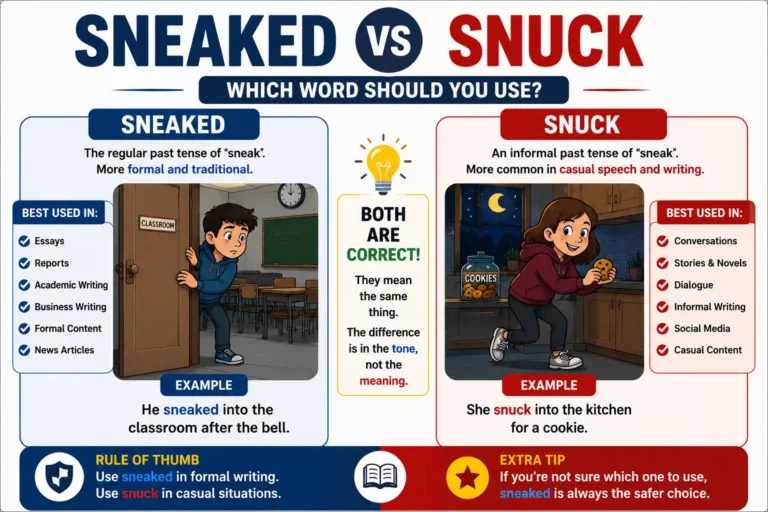 Sneaked vs Snuck: Difference, Meaning & Correct Usage
