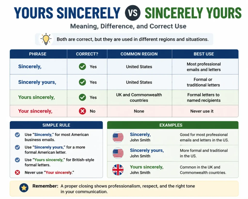 Yours Sincerely vs Sincerely Yours: Meaning & Correct Use