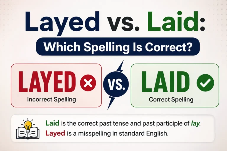 Layed vs laid comparison showing laid as correct and layed as incorrect