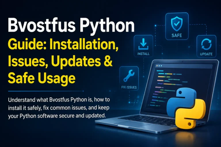 Bvostfus Python guide showing software installation, troubleshooting, updates, and Python package safety