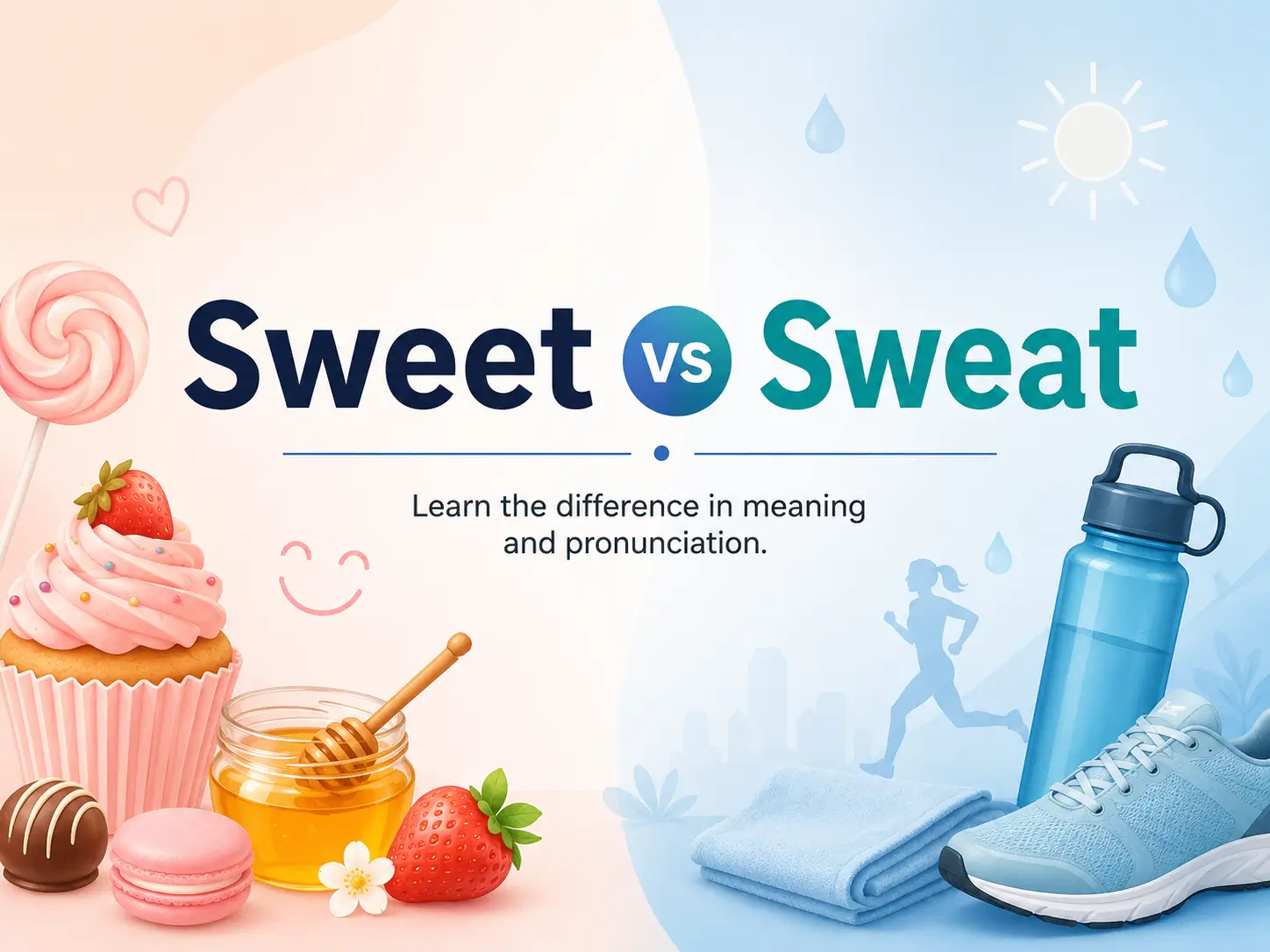 Sweet vs Sweat difference in meaning and pronunciation