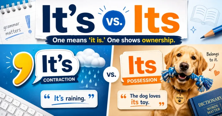 It’s vs Its difference explained with contraction, possession, and easy grammar examples