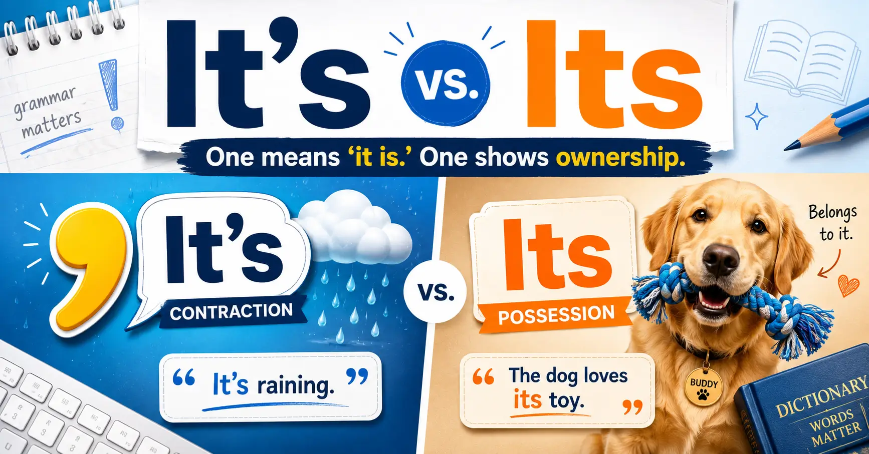 It’s vs Its difference explained with contraction, possession, and easy grammar examples