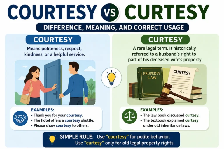 Courtesy vs curtesy difference explained with examples of polite behavior and legal meaning