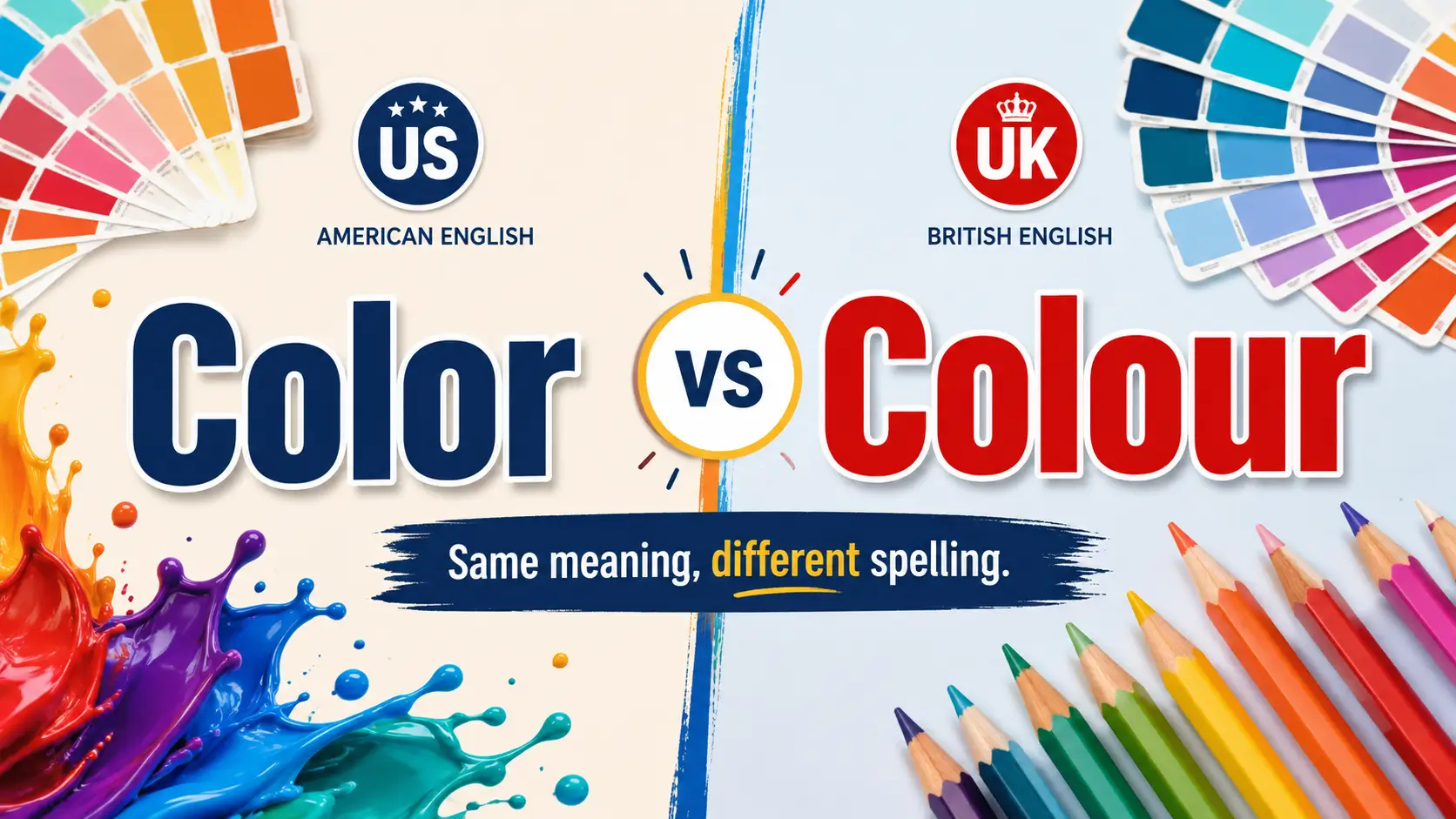 Color vs Colour US vs UK spelling difference
