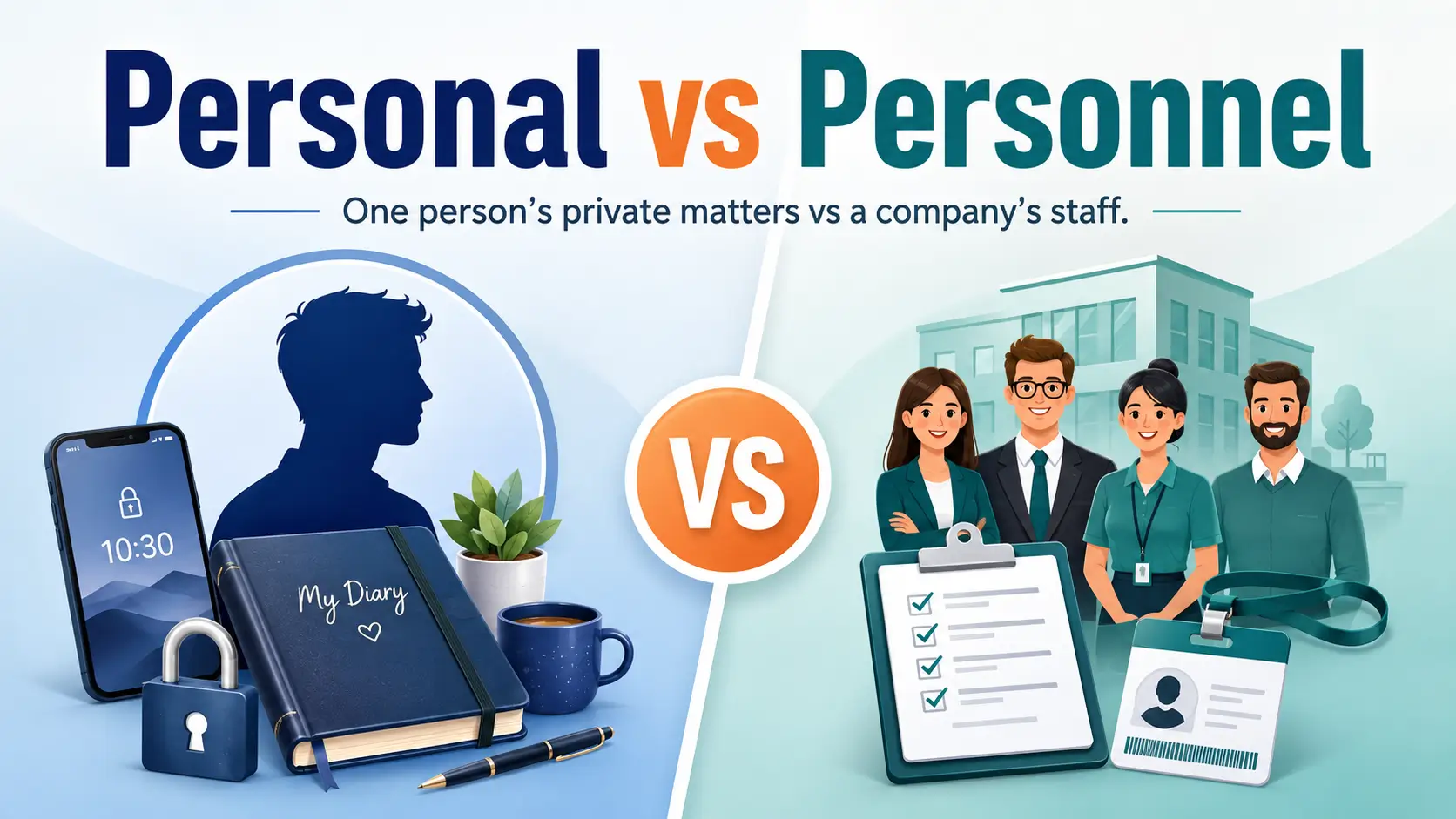 Personal vs Personnel difference with private matters and company staff