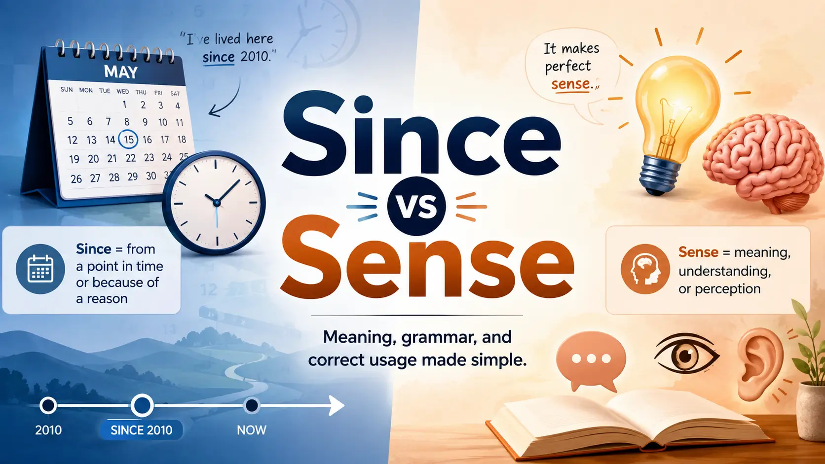 Since vs Sense meaning and difference with easy examples