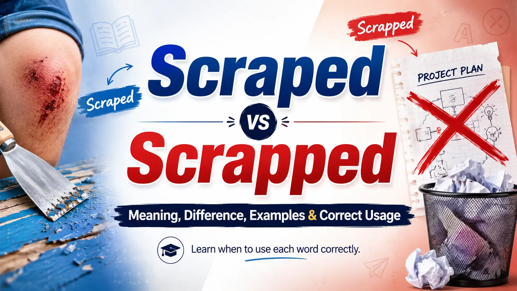 Scraped vs scrapped meaning and difference with examples