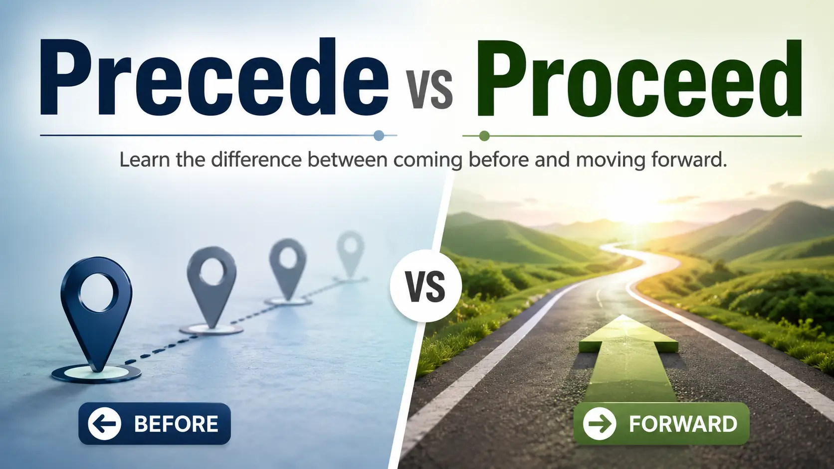 Precede vs proceed meaning and difference between before and forward