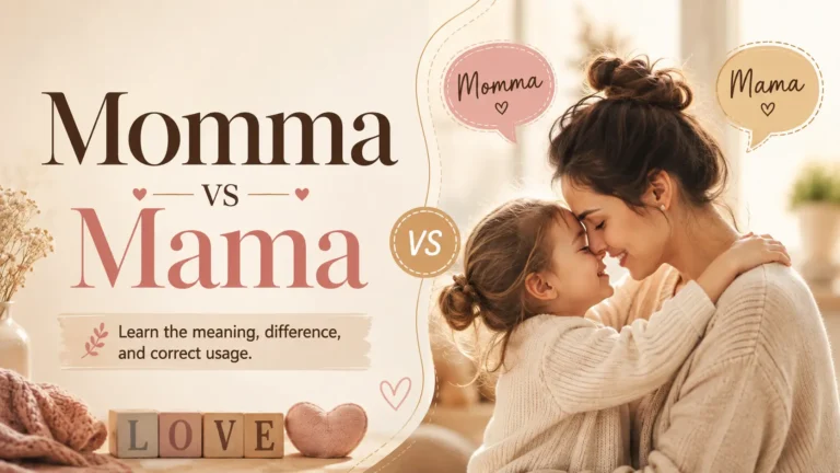 Momma vs Mama comparison showing the meaning, spelling difference, tone, and correct English usage.