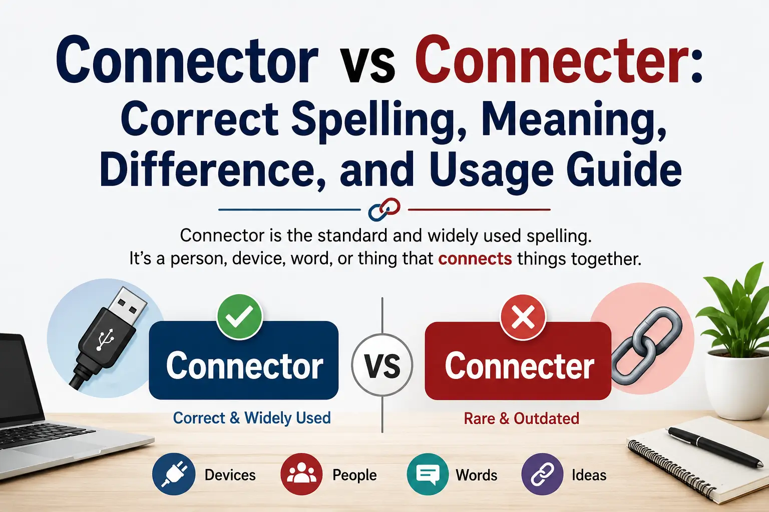 Connector vs Connecter: correct spelling and difference in English