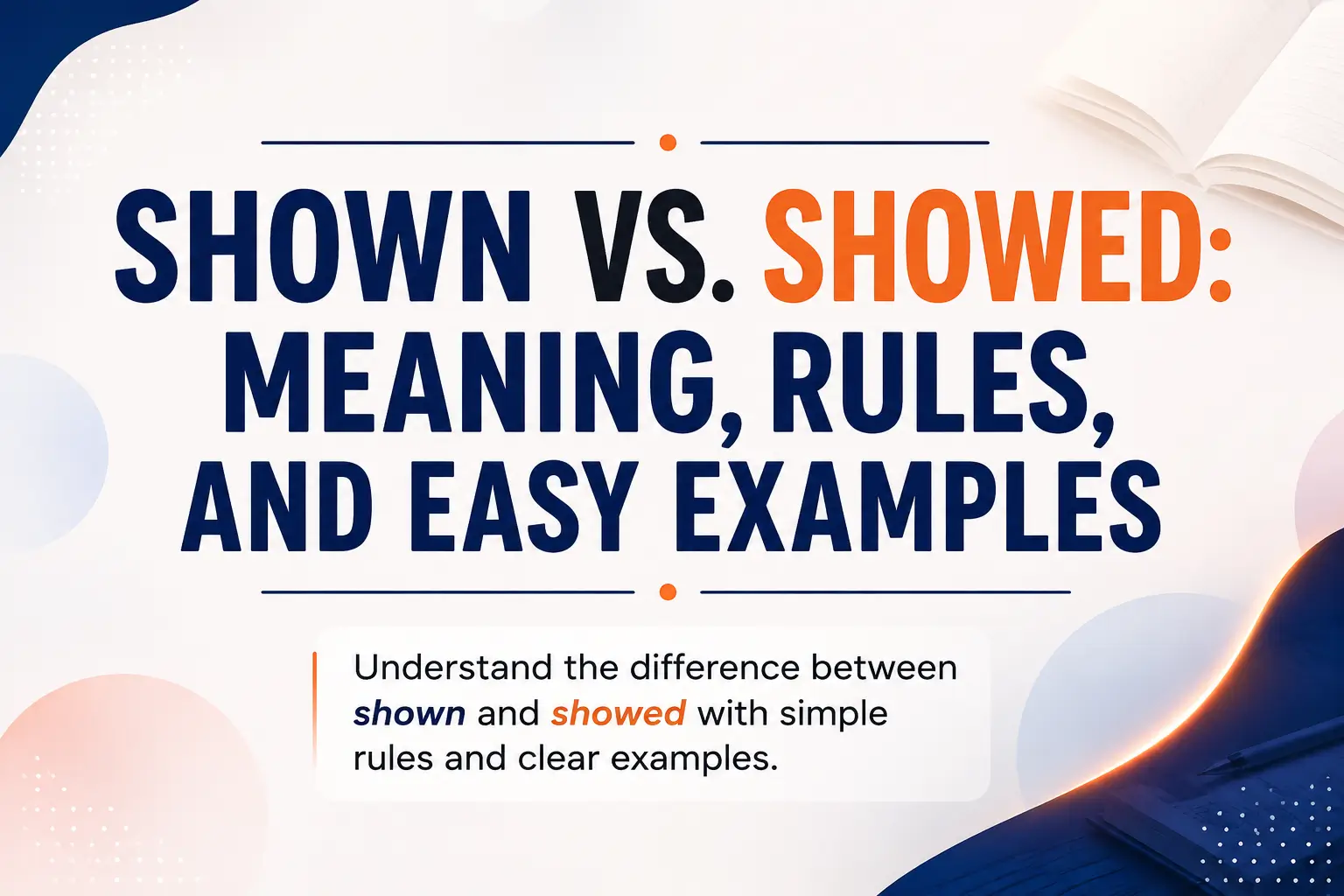 Shown vs showed: meaning, grammar rules, and easy examples