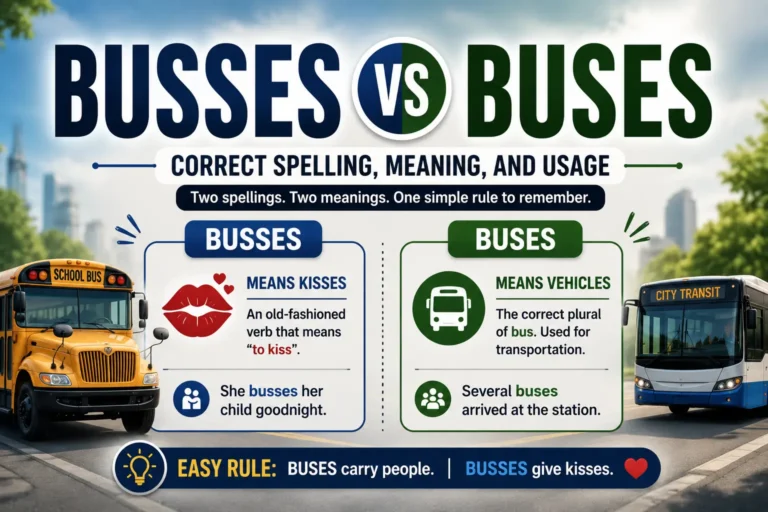 Busses vs buses correct spelling and meaning explained with examples