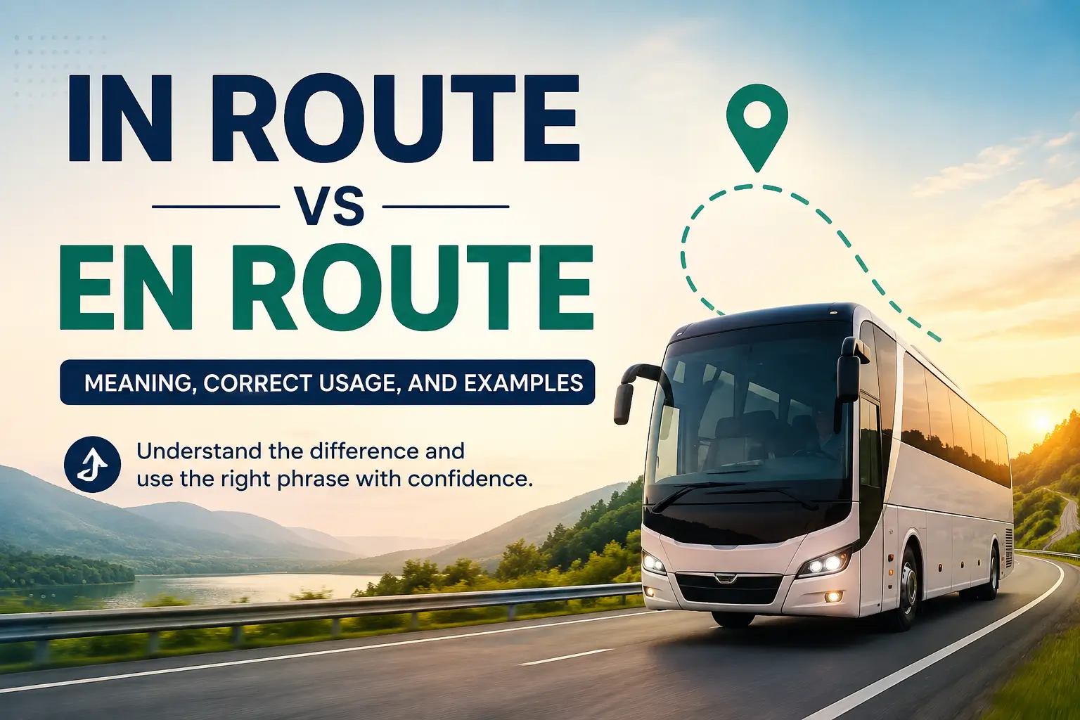 In route vs en route meaning and correct usage with a bus on the road