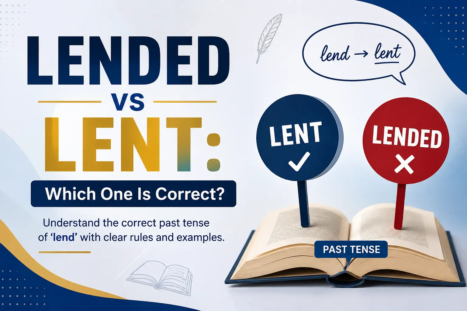 Lended vs lent: which is the correct past tense of lend?