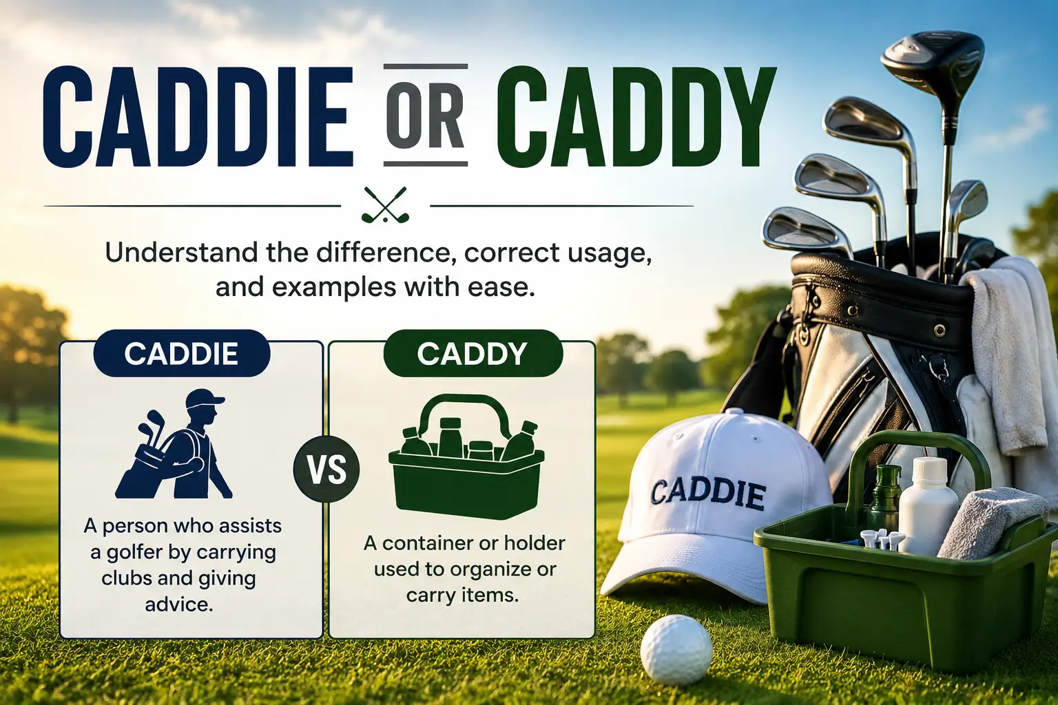 Caddie or caddy spelling and meaning explained for golf and everyday use