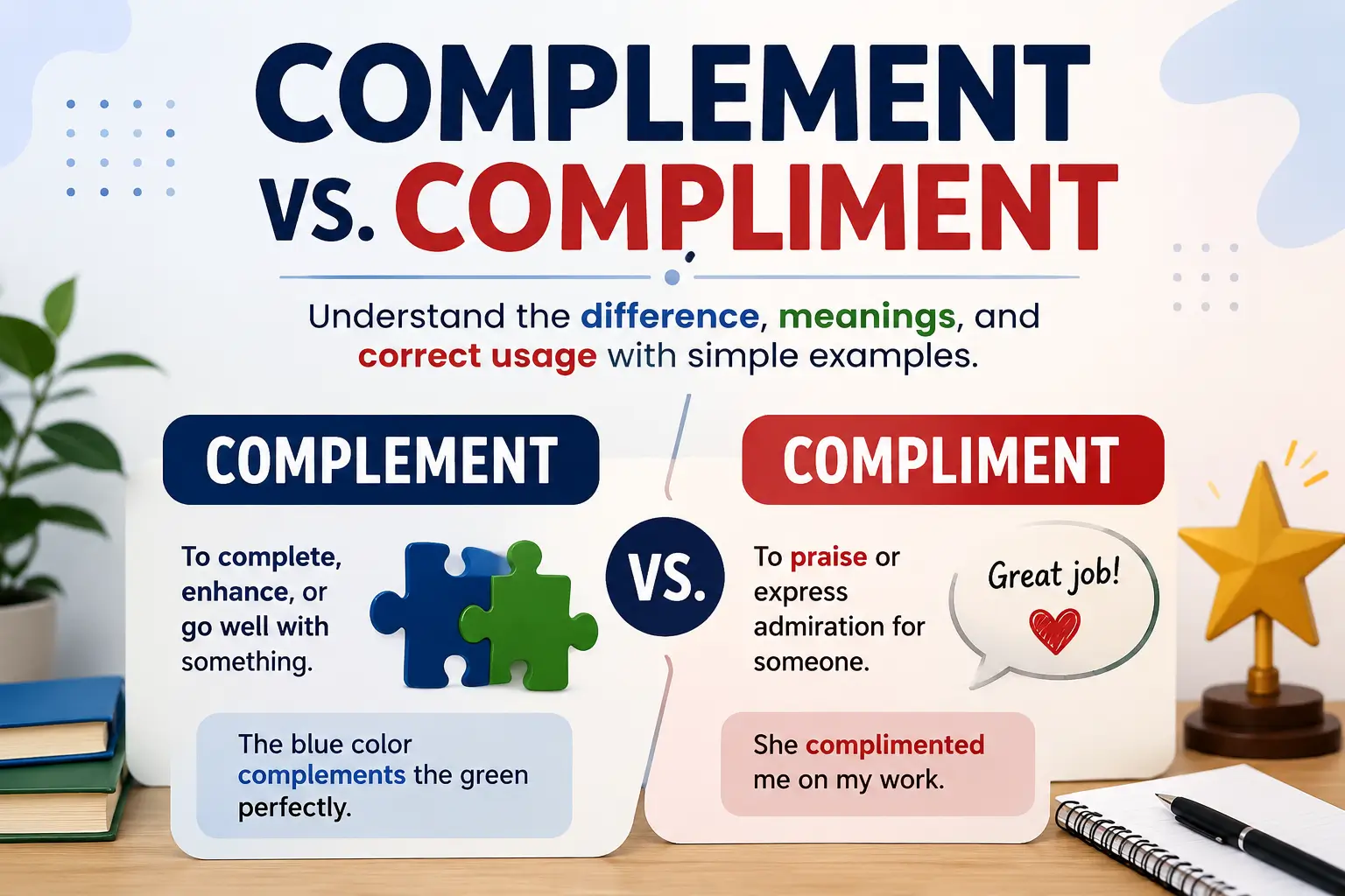 Complement vs compliment meaning, difference, and examples
