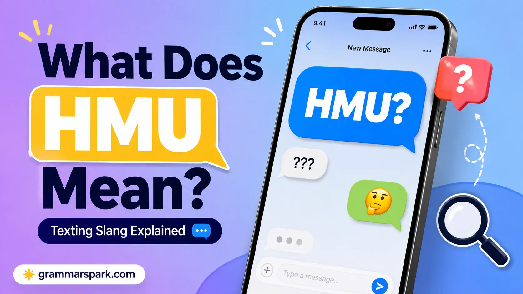 HMU Meaning in Text shown in a smartphone texting conversation