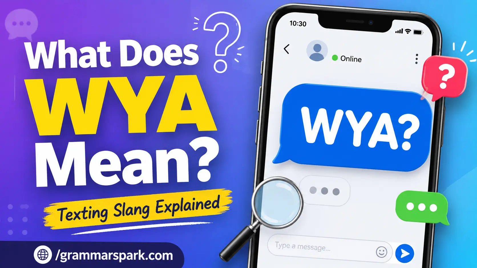 WYA meaning in text explained with a smartphone texting conversation