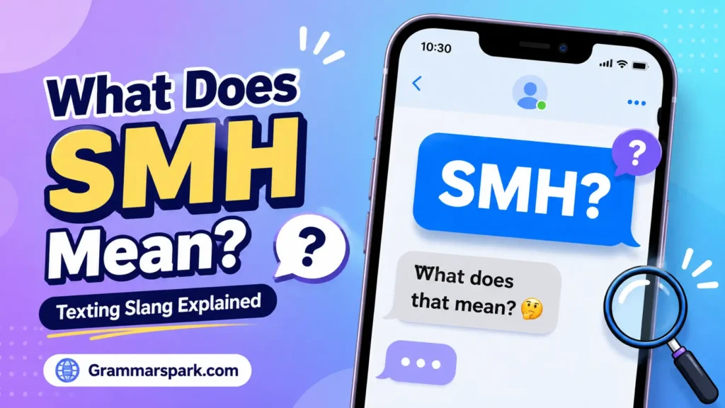 SMH meaning in text explained with a modern texting chat graphic