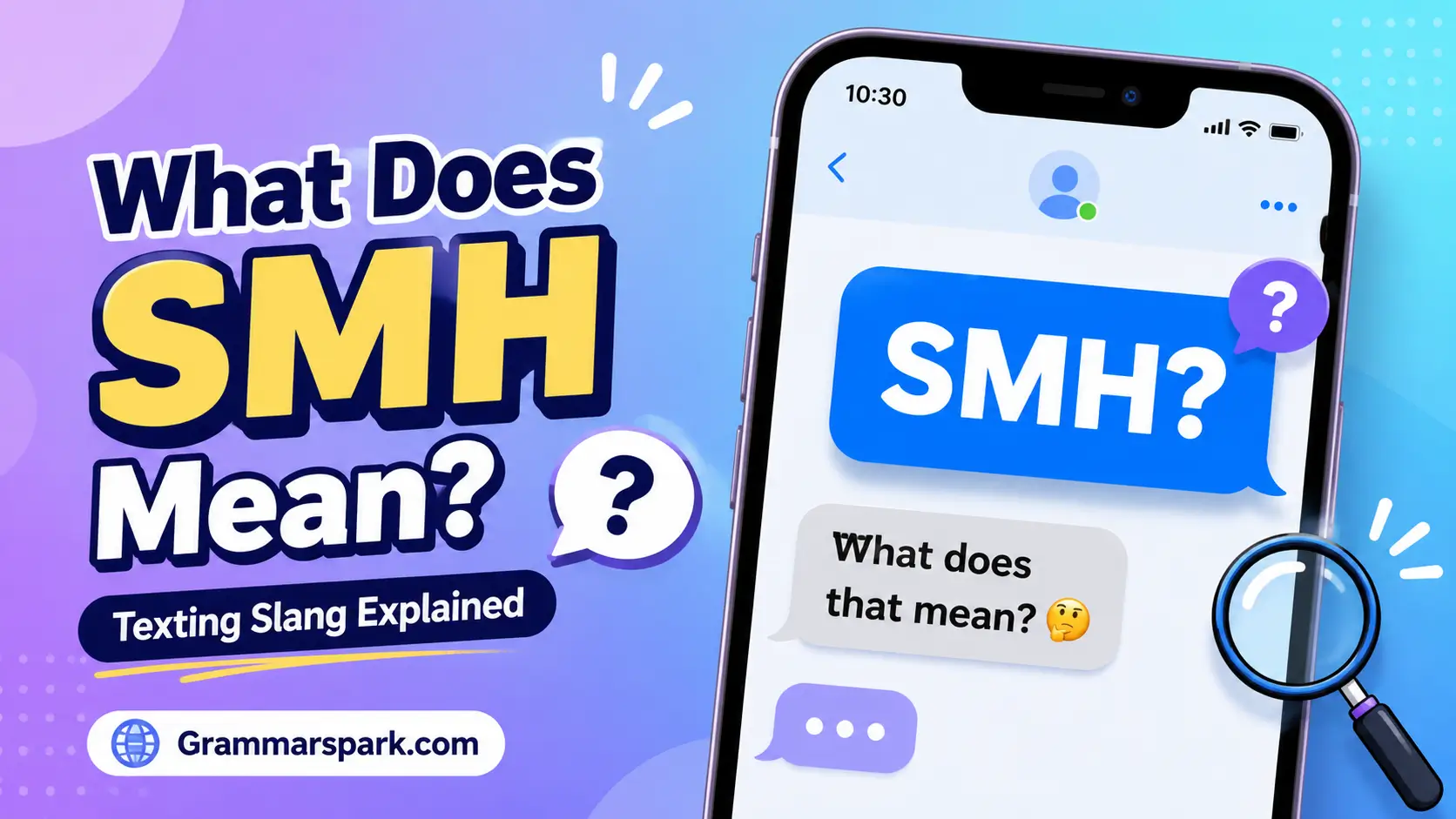 SMH meaning in text explained with a modern texting chat graphic