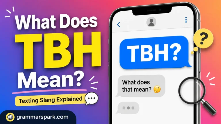 TBH Meaning in Text explained with a smartphone texting graphic