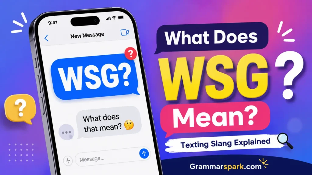 WSG Meaning in Text explained with a smartphone texting conversation