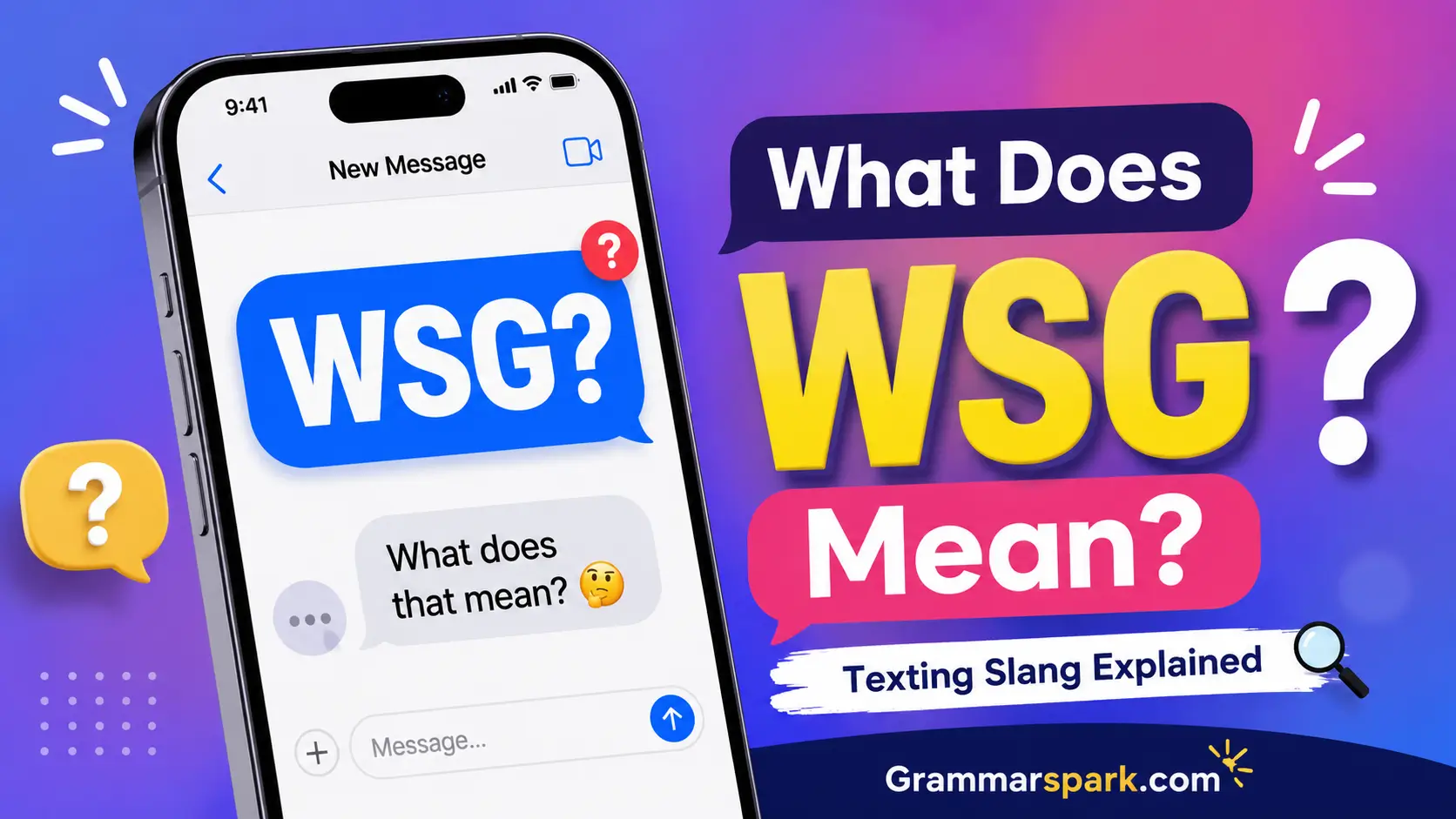 WSG Meaning in Text explained with a smartphone texting conversation