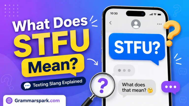 STFU meaning in text explained with a smartphone chat