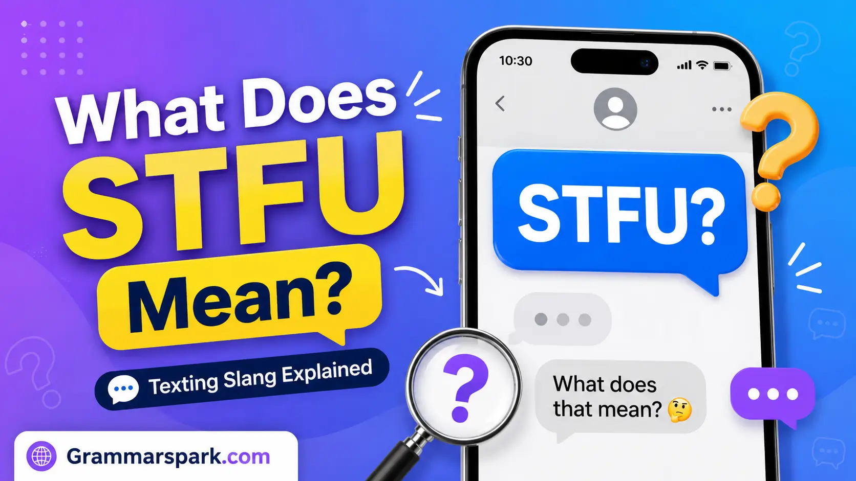 STFU meaning in text explained with a smartphone chat