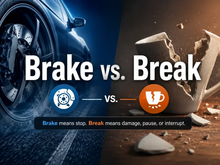 Brake vs. break difference with brake and broken object examples