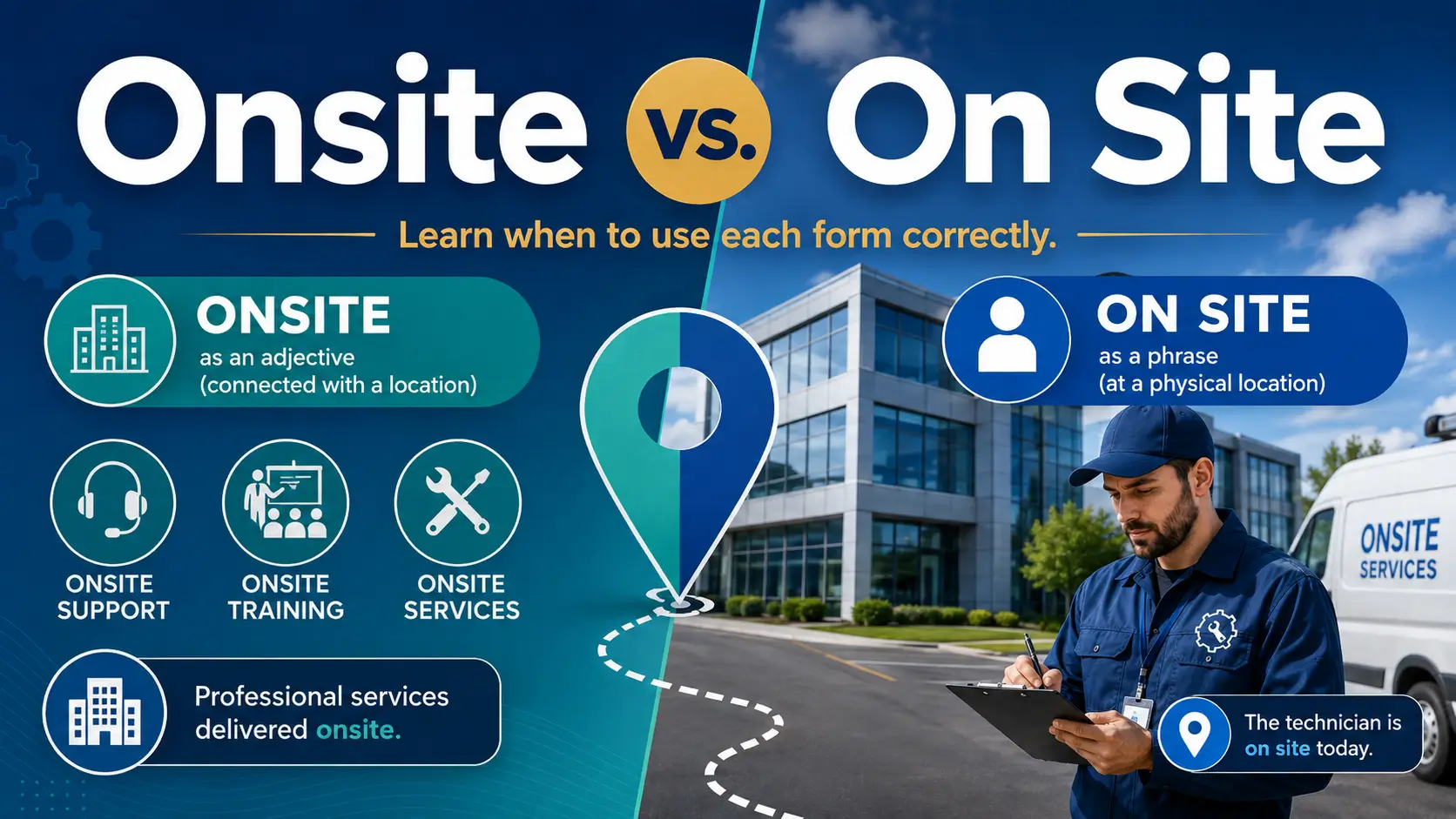 Onsite vs on site difference with meaning and examples